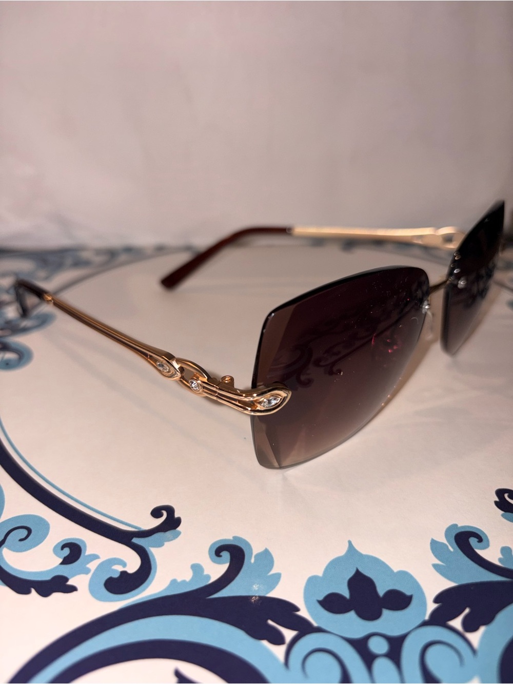 New Gold Frame Women's Sunglasses with Brown Gradient Lenses